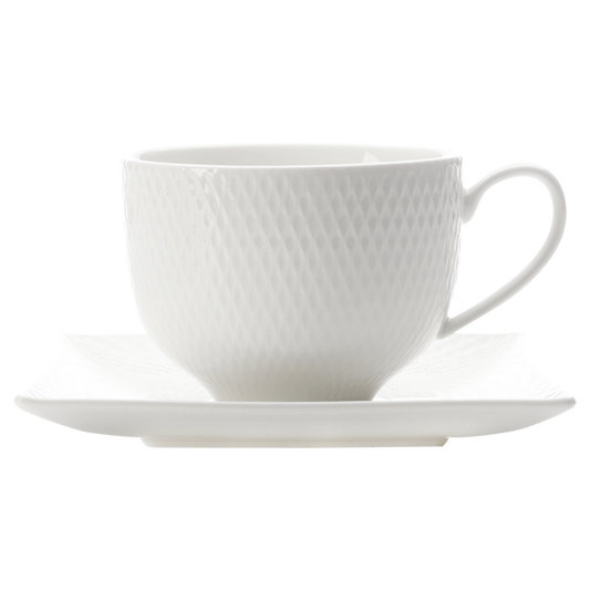 White Basics Diamonds Square Cup and Saucer 220ml